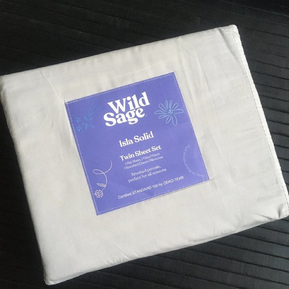 new Wild Sage Soft Cotton Percale 300 TC TWIN Sheet Set in LUNAR ROCK color - Picture 4 of 6
